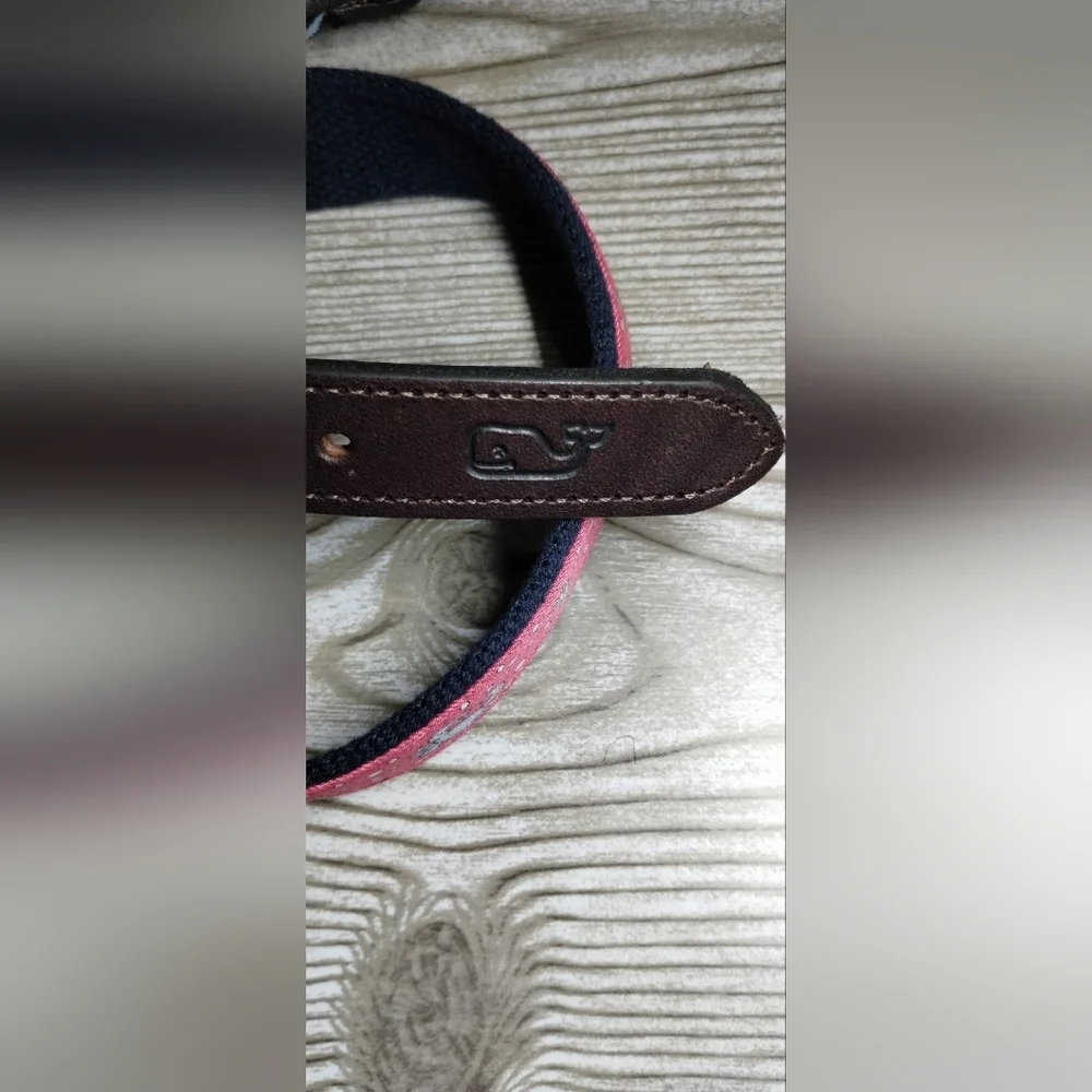 Vineyard Vines Blue and Pink  Belt with Gold Buckle Size (28)